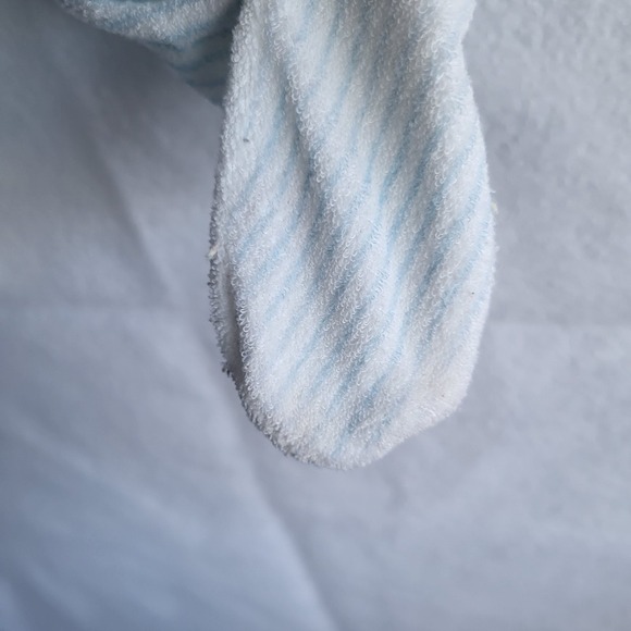 vintage baby sleeper baseball style stripes clown face on feet medium white blue - Picture 8 of 9